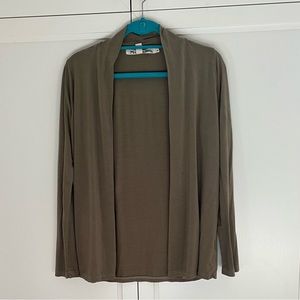 Michael Stars Open Front Cardigan in Olive Green, One Size
